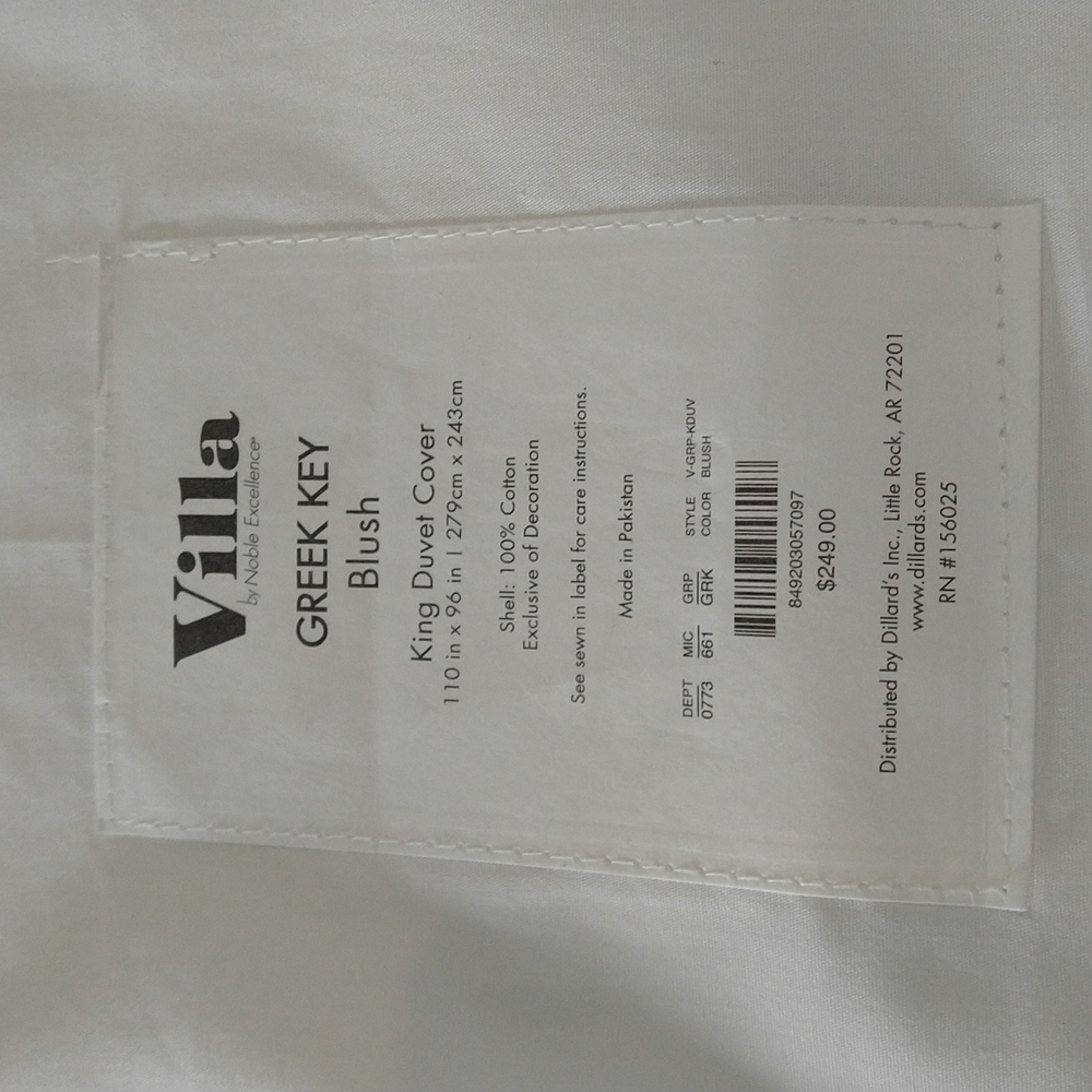 Villa by Noble Excellence Greek Key Blush King Duvet Cover - Picture 7 of 7